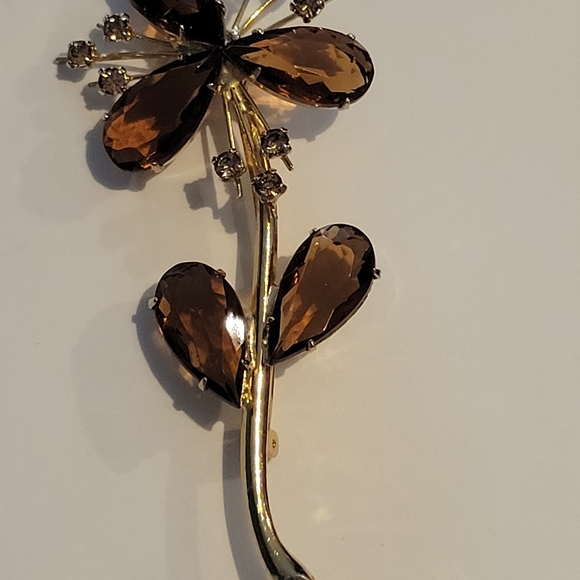 MADE IN AUSTRIA, SMOKY QUARTZ, AND RHINESTONE BROOCH - Picture 6 of 10